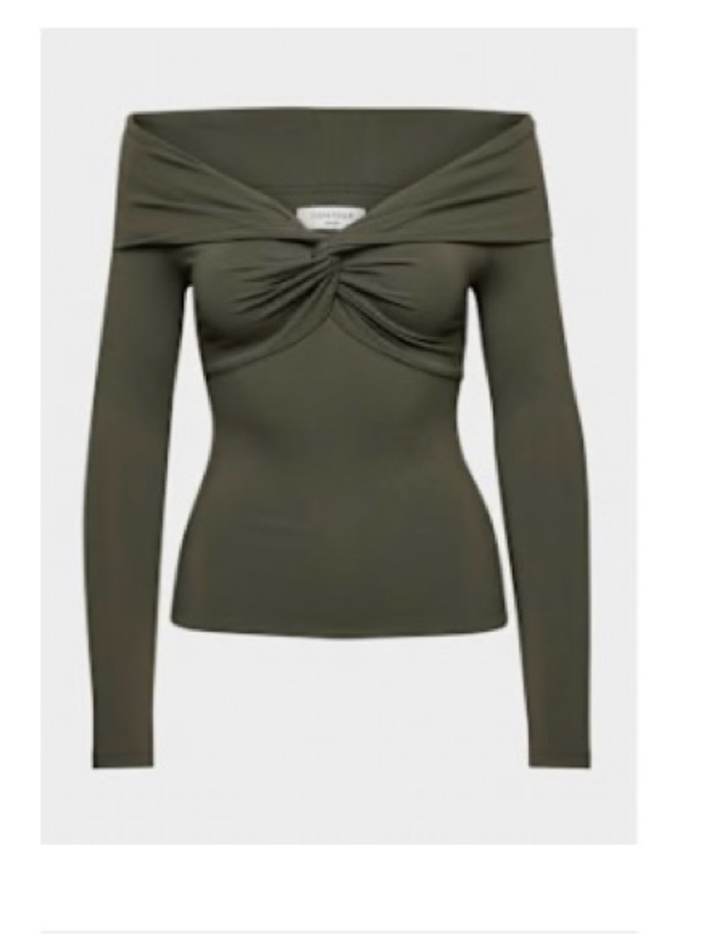 Aritzia Olive Off-Shoulder Twist Long Sleeve Top
